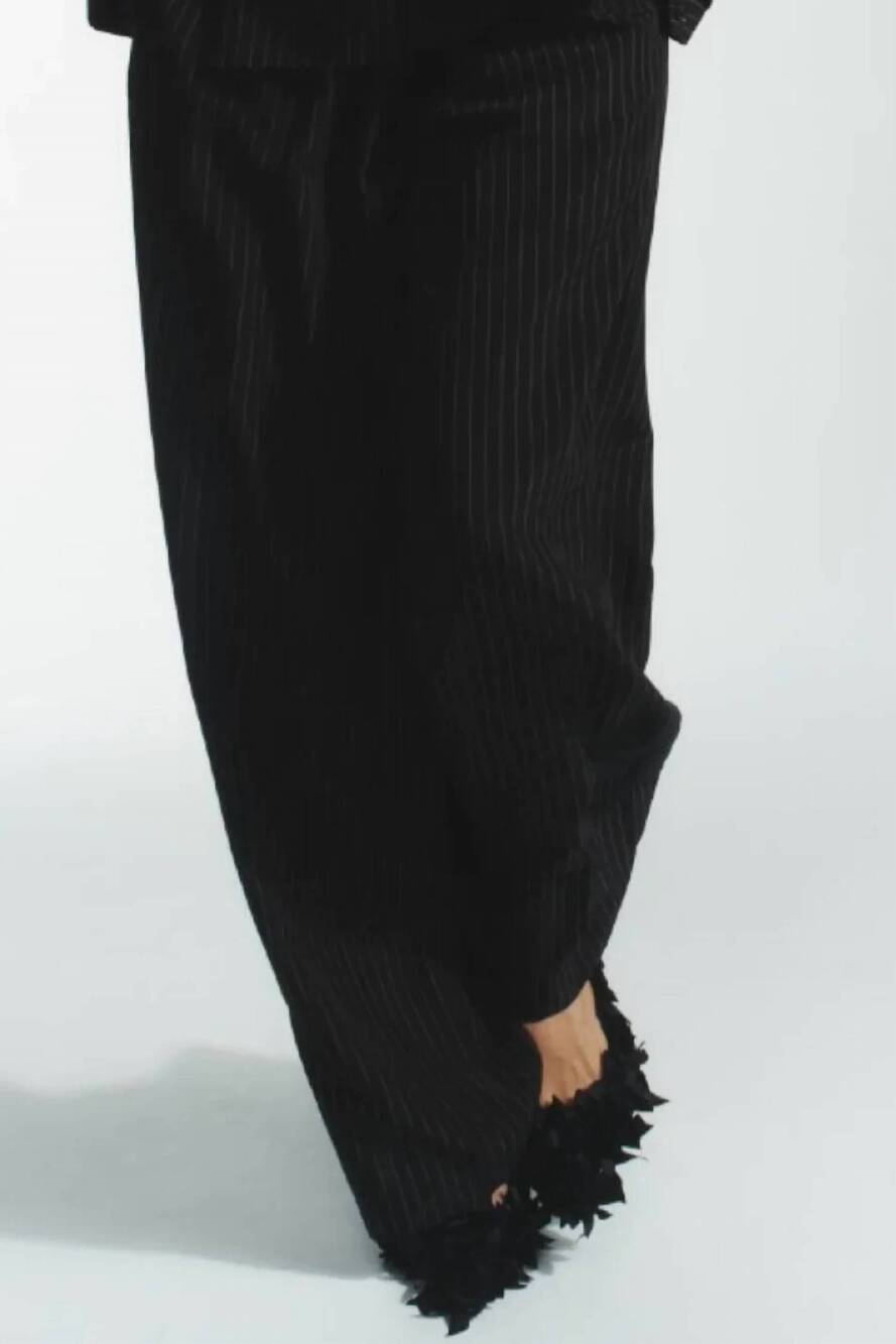 NEW SAINT ART houston pant in black pinstripe